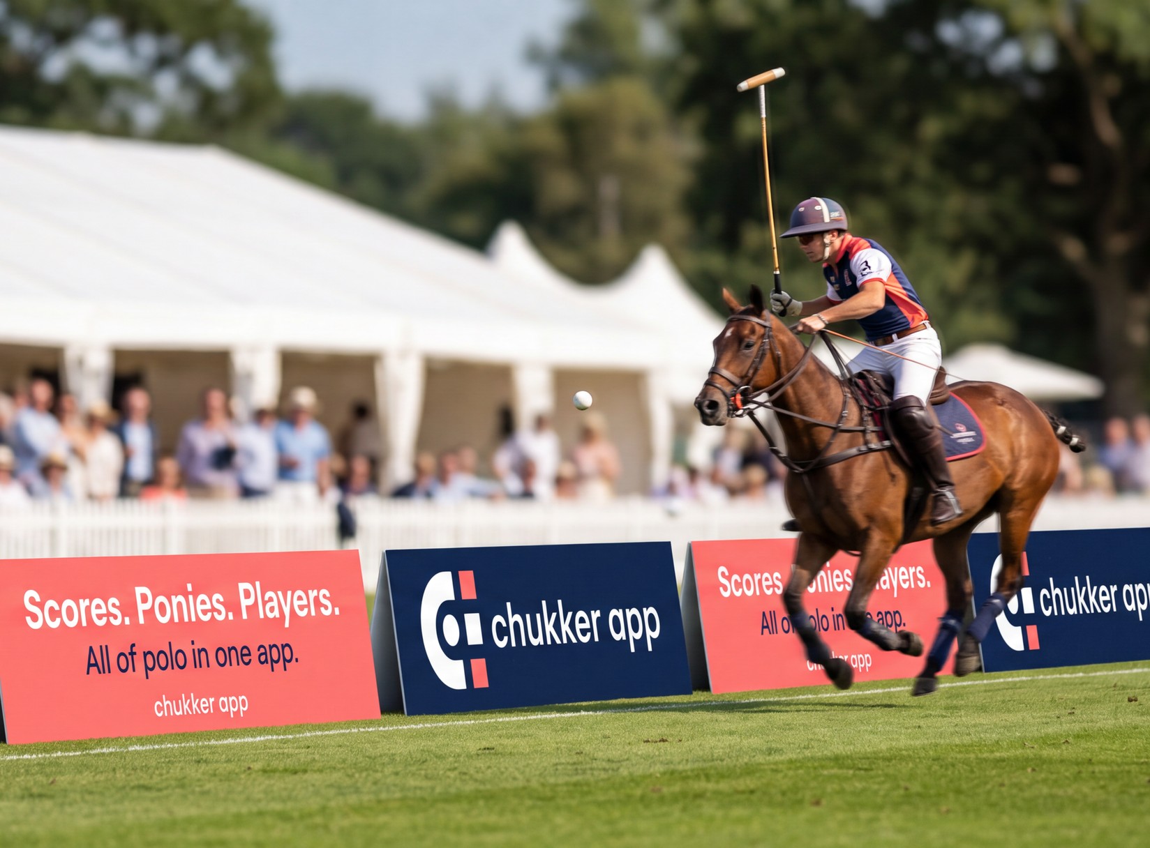 Chukker boards at the side of a polo match.