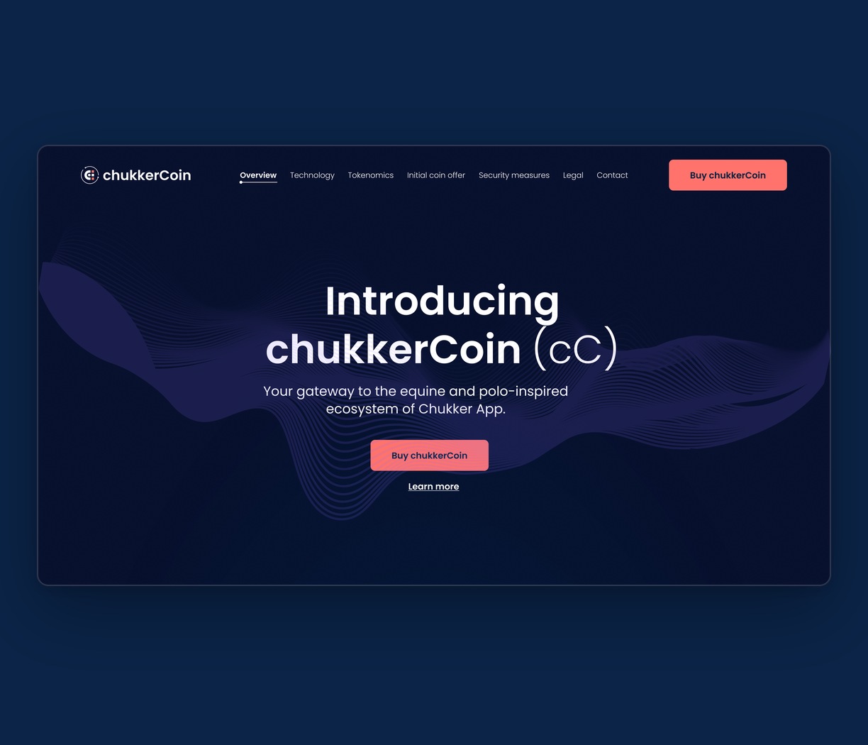 The chukkerCoin landing page.