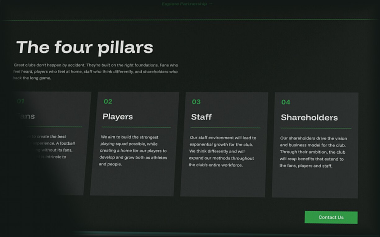 The website's four pillars section.