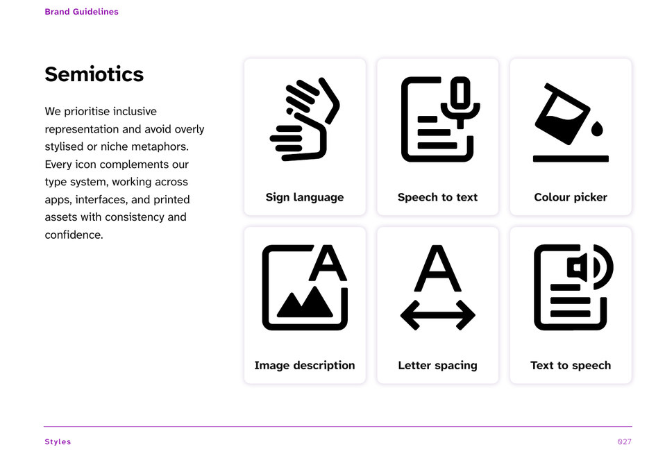 Brand book, page 27, iconography.