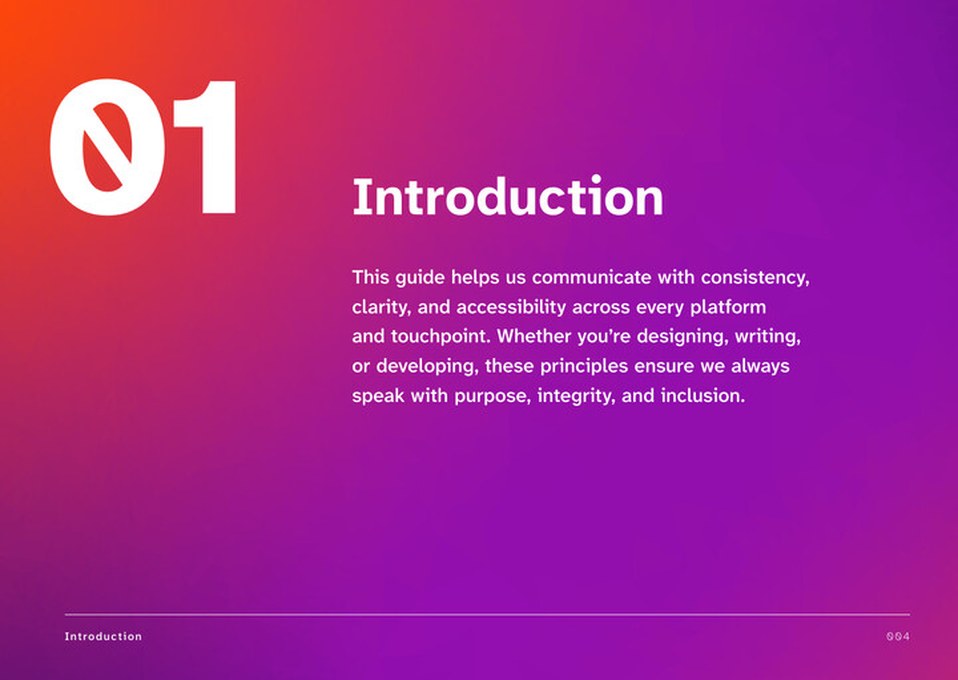 Brand book, page 05, introduction opener.