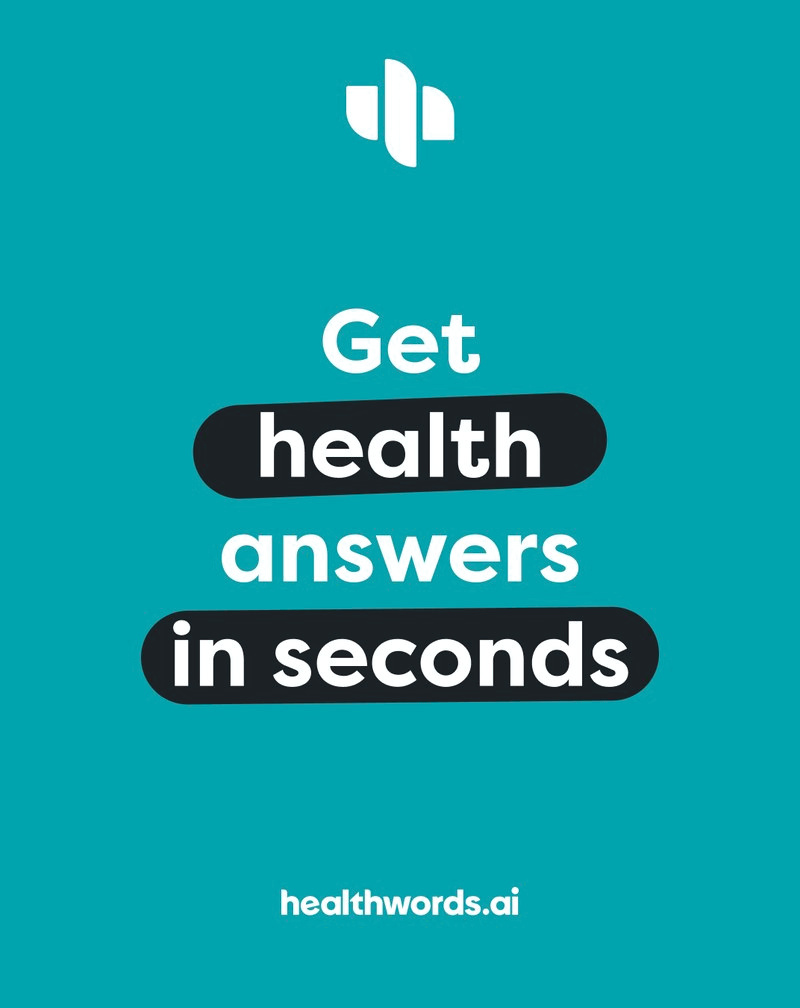 A teal Healthwords advert.